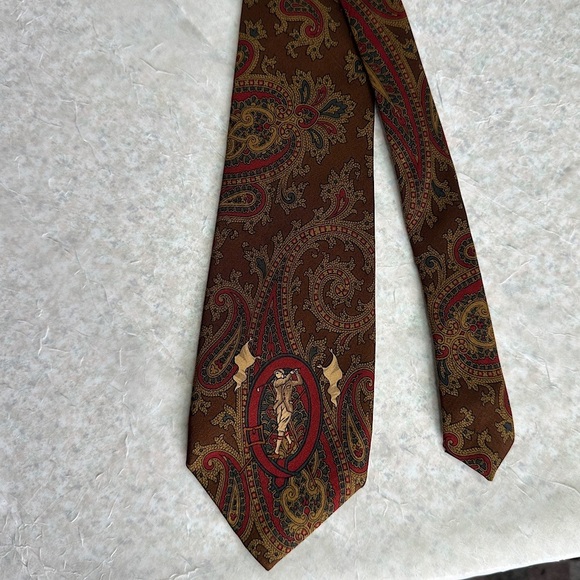 Briar Men’s Silk Tie Vintage Golfer Swing Paisley Print Made In Italy - Picture 3 of 13